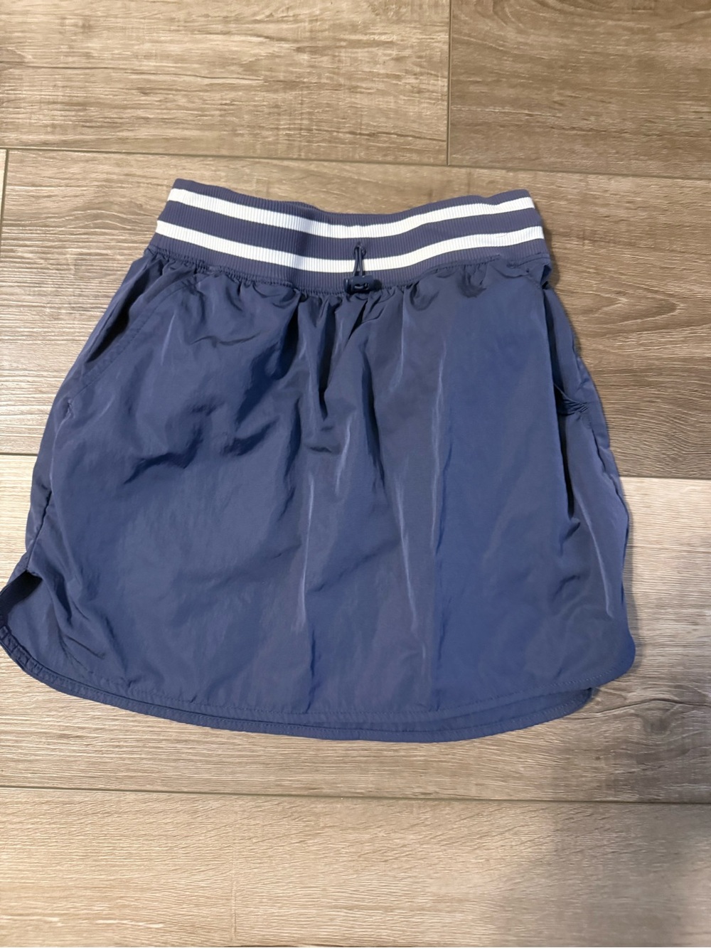 aerie Navy Mini Skirt with White-Trim Striped Waistband